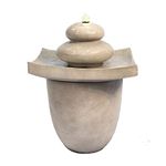 Teamson Home Garden Water Feature with Lights, Outdoor 2 Tier Sphere Basin Water Fountain & Pump, Indoor Cascading Waterfall Ornament, Patio Decor