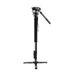 Xtreme Acoustics WTC500S Professional Carbon Fiber Monopod with Fluid Head Mount for Video Production Stand for DSLR Cameras, Gopro with 3 Adjustable Sections and Rubber Grip