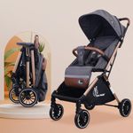 R for Rabbit Street Smart Auto Fold Stylish Newborn Baby Stroller| Aluminum Frame Pram with One Click Fold |Travel Friendly Cabin Trolley Stroller for 0-3 Years for Boy & Girl (Ash Grey)