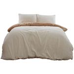 Brentfords Reversible Teddy Fleece Duvet Cover with Pillow Case Supersoft Fluffy Thermal Warm Soft Bear Bedding Set, Mink Latte Cream - Double