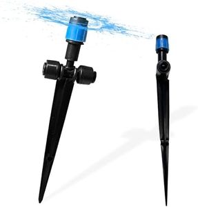 Spalolen 20PCS Push-to-Fit Drip Irrigation Emitters for 1/4 inch Irrigation Tubing,Two-Way Connection Adjustable Vortex Drip Emitters with Stake,Irrigation Dripper Sprinkler for Drip Irrigation System