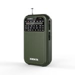 XHDATA D-220 FM Radio for Home Portable MW Shortwave Receiver Battery Operated Small Pocket Speaker Excellent Reception Emergencies Green