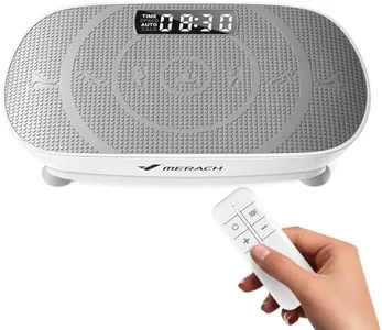 MERACH Vibration Plate Exercise Machine, Curved Vibration Plate for Lymphatic Drainage Weight Loss, Vibrating Plate with Real-Time Calorie Tracking on LED Display, Workout Equipment for Home Women Men