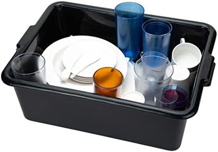 Restaurantware TUB ONLY: RW Clean 22 Inch x 15.7 Inch Bus Tub 1 Deep Bus Box - Lid Sold Separately With Handles Black Plastic Restaurant Tub Heavy-Duty For Kitchen Organization