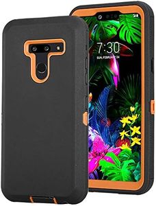 LG G8 Case, LG G8 ThinQ Case, Heavy Duty [with Built-in Screen Protector] Shockproof Hybrid High Impact Resistant Rugged Full-Body Tri-Layer Protective Cover for LG G8 / G8 ThinQ Black/Orange