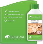 Nordicare Food Grade Mineral Oil - Tasteless and Odourless Chopping Board Oil - Suitable for Wood and Bamboo Countertops, Cutting Boards and Blocks, Stainless Steel, Stone (500ml)