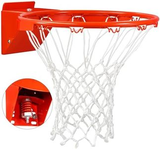 Basketball Rim Replacement, Single-Spring Breakaway Basketball Rim Outdoor Indoor, Universal 18 Inch Heavy Duty Basketball Hoop Rim and Net