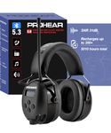 PROHEAR 033 2.0 Upgraded Bluetooth Hearing Protection AM FM Radio Headphones, 31SNR Noise Reduction Ear Muffs with Long-Lasting Stable Rechargeable Battery, 50 Hrs for Mowing Snowblowing, Black