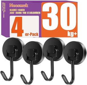 Neosmuk Magnetic Hooks,80lb Heavy Duty Magnet Hooks for Cruise Cabins and Refrigerator,for Hanging Towels, Coats, Bags on Door and Metal Walls(Black, Pack of 4)