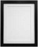 FRAMES BY POST 25mm Black Photo Picture Poster Frame with White Mount 24" x 18" For Pic Size 18" x 12" with Plastic Glass - Solid Wood Frames with Acrylic Glass for Pictures With Wall Hanging Hooks