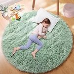 Soft Sage Green 4'Ft Round Rugs for