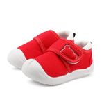 TopiBaaz Kids Casual Shoes Velcro Sneaker Old Toddler Anti-Skid Rubber Sole Booties Unisex Canvas |Red,2 to 2.5 Yrs