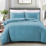 Home Beyond & HB design - 3 Piece Duvet Cover Set, 1 Duvet Cover with Zipper Closure Corner Ties Plus 2 Pillow Shams, Ultra Soft Lightweight Brushed Microfiber - Queen or Full Size, Light Blue