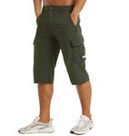 MAGCOMSEN Cargo Shorts for Men Big Tall Summer Long Shorts Athletic Tactical Shorts Hiking Pants Mens Casual Sweat Shorts Fishing Shorts Green