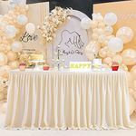Pleated Ivory Table Skirts for Rectangle Desk 9ft Length Baby Shower Wedding Birthday Gender Reveal Parties Dessert Cake Decorations