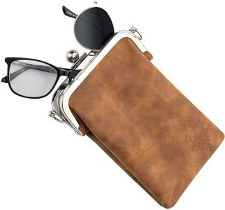 BORSALI Small Crossbody Bag for Women - Vegan Leather, Designer Purse for Phone, Sunglasses and Eyeglasses. Soft, Double Glasses Case with Removable Crossbody Strap for Use in Handbag - Brown