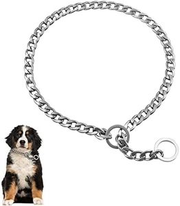 Chain Dog Training Choke Collar, Adjustable Stainless Steel Chain Slip Collar, Strong, Durable, Weather Proof, Tarnish Resistant Metal Chain, Best for Small Medium Large Dogs (M)