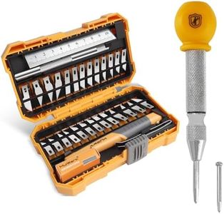 MulWark 5" Spring-Loaded Automatic Steel Center Hole Punch Marker Scriber and 32-Piece Precision Hobby Knife Set Bundle