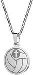 seensea Sports Pendant Necklace Volleyball Inspirational Bible Verse Luke 1:37 Christian Gift for Teens (Volleyball-Silver)