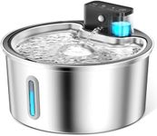 PawPoll Wireless Cat Water Fountain for Drinking, 3.2L Cat Fountain Stainless Steel Cordless Pet Water Dispenser Battery Operated Motion Sensor Silent Rechargeable Water Fountain for Cats