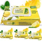 Antibacterial Wipes 4 X 72 Pack Lemon Scent-Multi Surface Cleaning Wipes for Kitchen Bathroom Floor - Large Antiseptic Device Cleaning Household Hand Wipes Disinfectant Travel Size