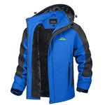 Waterproof Jackets Mens Work Jacket Fleece Hiking Jacket Winter Camping Jacket Waterproof Softshell Jacket Outdoor Hoodie Fleece Snow Jacket Windproof Windbreaker Jacket with Hood Blue