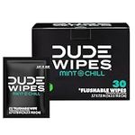 DUDE Wipes Flushable Wipes, Individually Wrapped Wet Wipes for Travel, Mint Chill Scent with Vitamin-E and Aloe, 30 On-The-Go singles