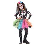 amscan 9903422 Child Girls Mexican Sugar Skull Jumpsuit Boys Halloween Fancy Dress Costume Age: 8-10 Years