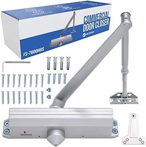 Commercial Door Closer FS-7600 HOS– Adjustable Grade 1 Commercial Standard Automatic Door with Hold-Open Mechanism – ADA Compliant –Silver Finish – Medium Traffic Areas –Fitting Instructions UL Listed