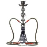 21 Inch 2 Hose Hookah Shisha Complete Set, Plating Metallic Nysa Hookah Kit with Hookah Accessories - Art Vase