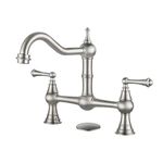 WOWOW Vintage Kitchen Faucet 8 inch Commercial Restaurant Sink Faucet 2 Handle Kitchen Sink Faucet Brushed Nickel French Country Center Kitchen Faucet 2 Hole Centerset Bar Faucet for Kitchen Sinks