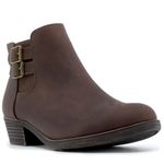 Nautica Women's Ankle Boot Dress Bootie With Side Zipper - Alara, Dark Brown-buckle, 9