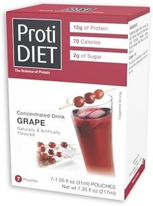 ProtiDIET Concentrated Grape High Protein Nutritional Drink Mix - Low Sugar, No Fat, Quick and Easy to Make Delicious Grape Juice Flavor for a Boost of Energy - 7 Pouch Per Box