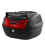 Universal Motorcycle Touring Top Box,Tail Trunk Luggage Box, Motorbike Scooter Rear Luggage Topbox,Carrier Case W/Soft Backrest-Can Store 2 Helmets.