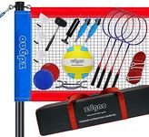 Badminton & Volleyball Combo Set - Professional Volleyball Net for Lawn, Backyard, Easy Set up Volleyball Set with Carry Bag, Boundary Line | Come with Flying Discs for Family Fun