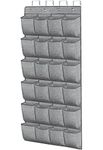 Over the Door Shoe Organizer,Hanging Shoe Holder with 24 Extra Large Fabric Pockets for Storage Men Sneakers,Women High Heeled Shoes,Slippers Grey 61.4'x22'