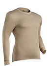 Indera Men's Military Weight Fleeced Polyester Thermal Underwear Top, Sand, Medium