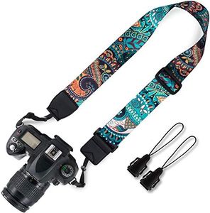 Elvam Adjustable Universal Men and Women Camera Strap Belt Compatible for All DSLR Camera, SLR Camera, Instant Camera and Digital Camera - Green Pattern