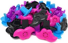 Mouth Mustache Whistle Toy ǀ 48 Pieces Party Bags ǀ The Color Purple,Black, Pink,Blue | Durable Plastic ǀ Blowing Whistles for Kids ǀ Goody Bags| Party Whistles