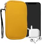 kwmobile Neoprene Phone Pouch Size M - 5.5" - Universal Cell Sleeve Mobile Bag with Zipper, Wrist Strap - Honey Yellow