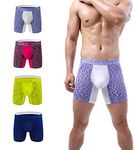 YuKaiChen Men's Pouch Underwear Performance No Ride Up Boxer Briefs, 4-pack01(n1118), L