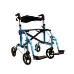 Rehamo Rollie FP, Euro Style 2 in 1 Foldable Rollator cum Wheelchair with Height-Adjustable Handles | Aluminum Alloy Frame,Fabric Cushion, Rear Wheels with Brakes and Utility Bag (1 Year Warranty)