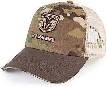 RAM Trucks Logo Shield Camo Trucker Hat, Structured, 6-Panel Cap, One Size