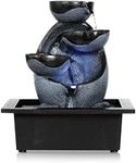WICHEMI Tabletop Fountain Waterfall Fountain Indoor Fountains Relaxation Water Feature Feng Shui Zen Meditation Desktop Fountain with LED Light for Home and Office Indoor Spaces Decor (Style 10)