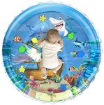 ZURATO Baby Kids Water Play Mat Toys Inflatable Tummy Time Water Play Mat and Toddlers Perfect Fun Activity Inflatable Mat, Outdoor Water Play Mat for Baby (40 x 40 x 2.5 inches), Blue