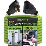 GearIT 50-Amp Extension Cord for RV and EV (100 Feet) 4-Prong 250-Volt, Tesla Model 3/S/X/Y, NEMA 14-50P to 14-50R 6/3, 8/1 STW AWG Gauge Outdoor Auto Power Cord