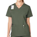 WONDERWINK Wonderwork Women's V-Neck Scrub Top, Olive, Medium