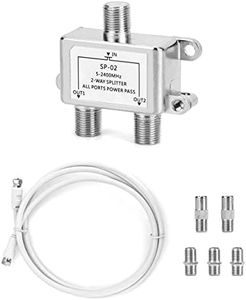 QWORK® TV Antenna Splitter, satellite cable splitter, 2 Way Satellite Splitter F Splitter, for Sky Box Telewest Eurovox Starview Dreambox