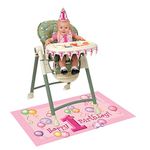 First Birthday Pink Balloons Highchair Kit - 1 Set - Perfect for Baby Girl's Celebration