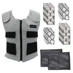 Men's Cooling Vest Bundle, with 8 Cold Packs, Plus Spare Pack Set, Stay cool 59 degrees, Recharges in 30 minutes, Light Gray, One size